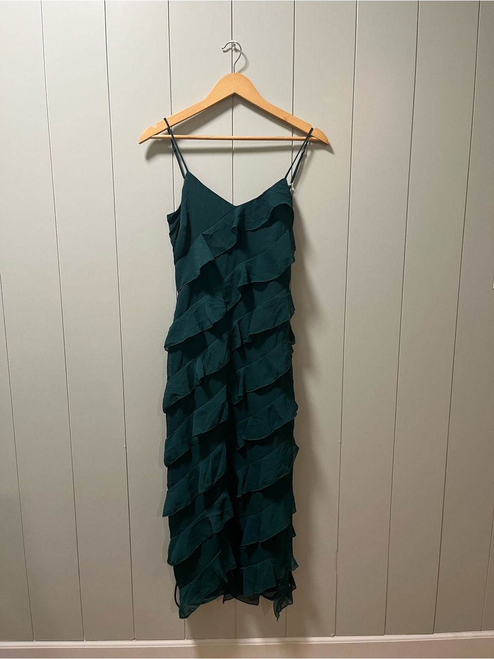 Lulu's Teal Ruffled Maxi Slip Dress - Picture 2 of 6